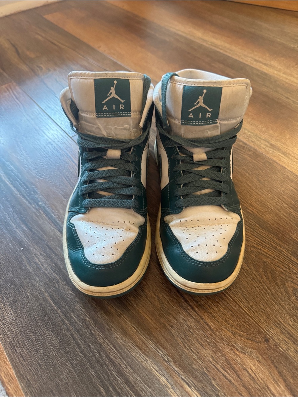 Nike Air Jordan High-Top Sneakers in White and Green